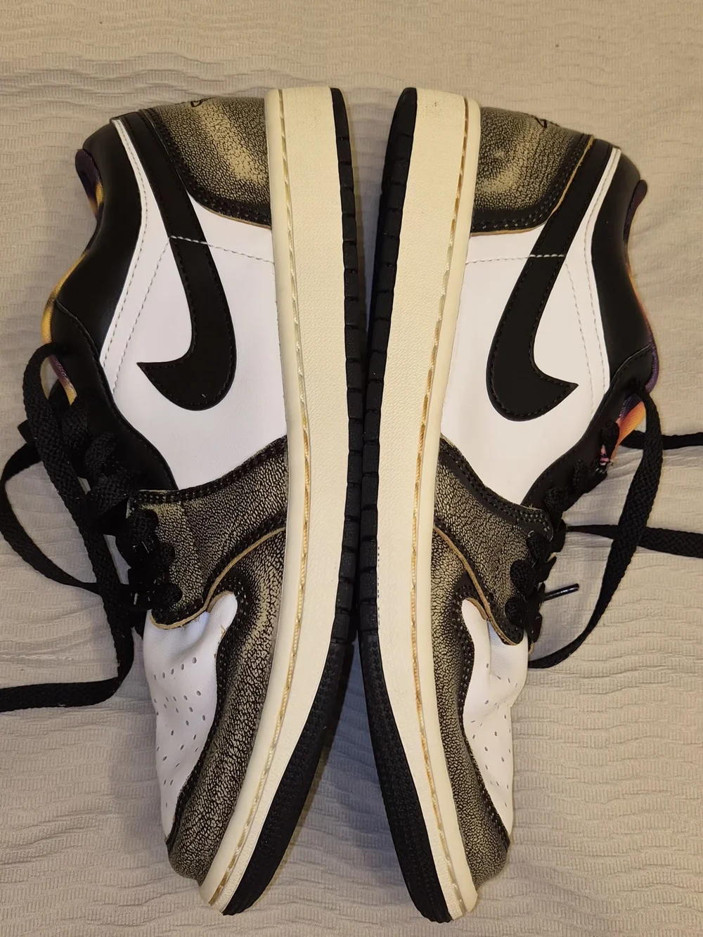 Nike Low Top Sneakers in White, Black & Gold Accent